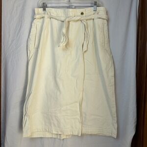 Talbots Vtg Skirt Wrap Midi/ Maxi 16P 100% Cotton Khaki Modest Cottage Pockets‎